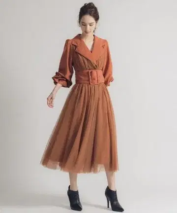 LA BELLE ETUDENEW 롱 튤 드레스 트렌치코트