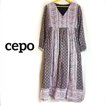 새상품급 cepo 더블 플라워 프린트 원피스 롱 기장 보헤미안 긴팔