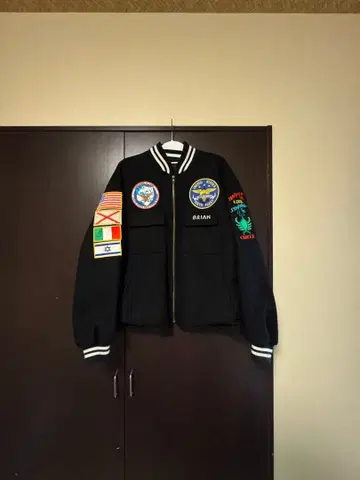 USS Alabama 블랙 바시티 자켓 1990-91년제