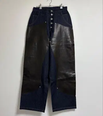 BALLSY.BROTHERS 웨스턴 더블니 가죽 데님