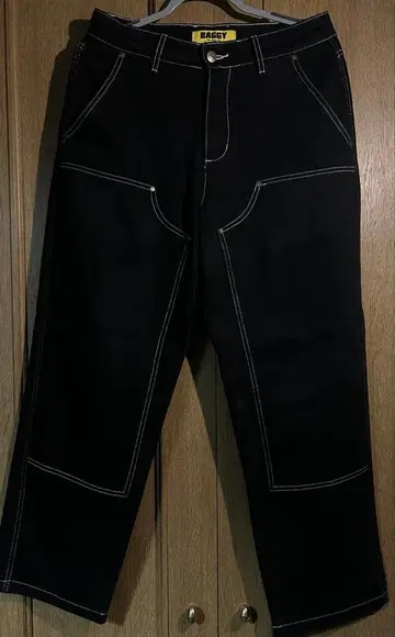 Butter goods 블랙 데님 화이트 스티치 더블니