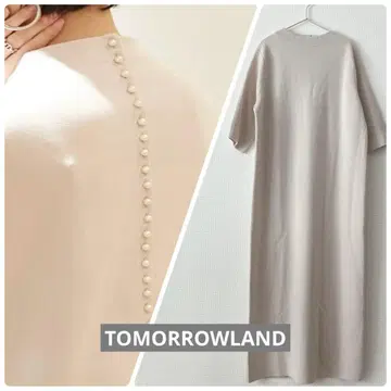 TOMORROWLAND 니트 원피스 펄 5부 소매 핑크 베이지