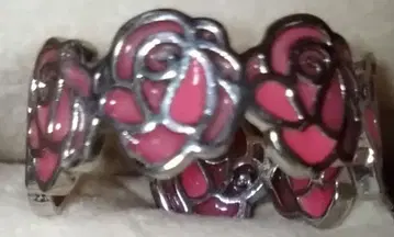 장미 모티브 핑크 반지