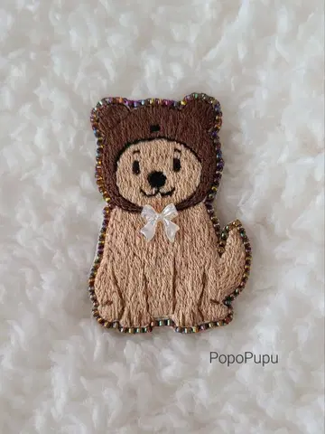 브로치 액세서리 비즈 자수 개 골든 리트리버 리본