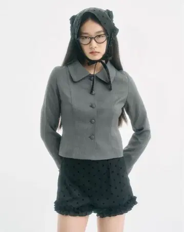 fekete 라운드 칼라 자켓