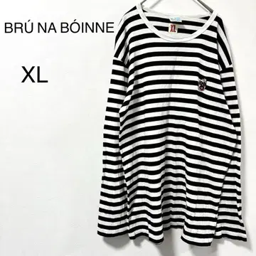 브루나보인 T셔츠 보더 자수 코튼 XL