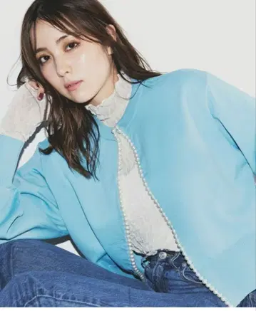 NATURAL BEAUTY BASIC 스카이블루 펄 가디건