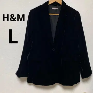 H&M 벨벳 테일러드 자켓 블랙