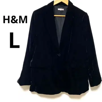 H&M 벨벳 테일러드 자켓 블랙 루즈핏