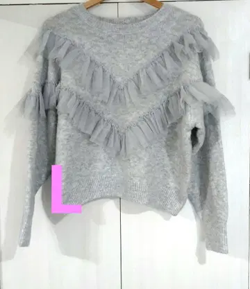 [ 새상품 ] 시마무라 Rafraf 튤프릴 니트 그레이 L 사이즈