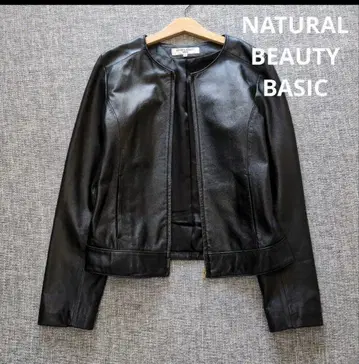 내추럴 뷰티 베이직 최근 모델 램 가죽 노카라 자켓