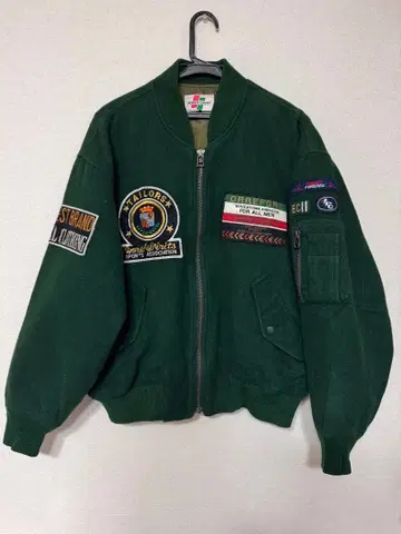 Juemi plumvintage 다크 그린 블루종 패치 포함