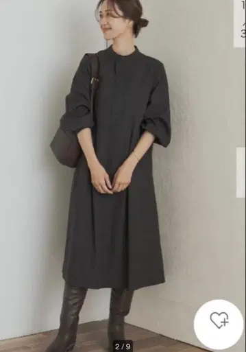 미사용 새상품 체크 무늬 벌룬 슬리브 원피스