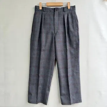 일본제 GLENOVER 남성용 투 턱 슬랙스 체크 아이비