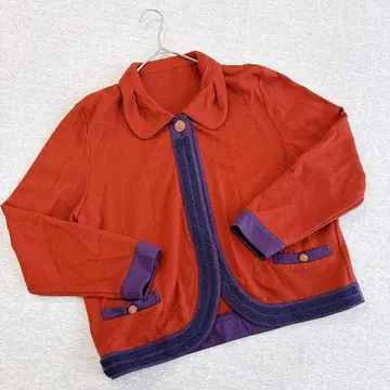 마리포네 긴팔 가디건 M 사이즈 브라운 벽돌색 모 100%