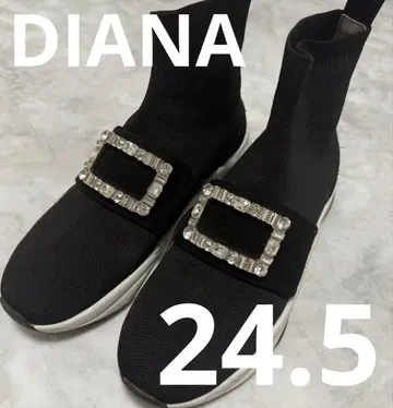 DIANA 삭스 스니커즈 비쥬 버클 블랙 화이트 24.5cm