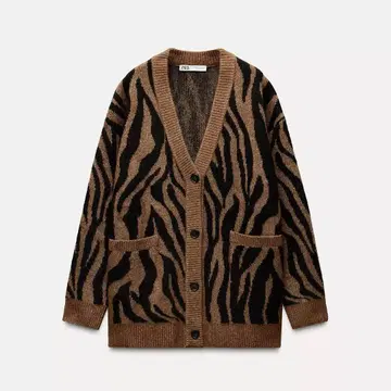ZARA 자라 애니멀 자카드 니트 자켓