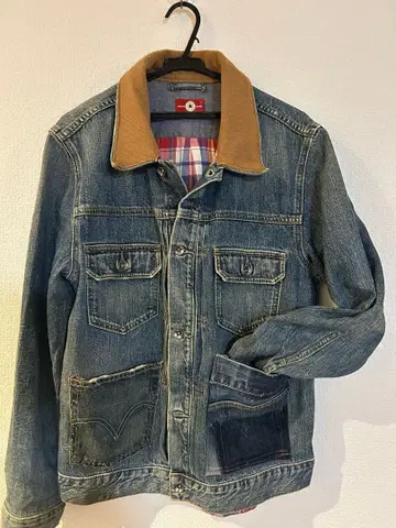 CONVERSE 데님 자켓 옷깃 디자인 안감 체크 셔츠