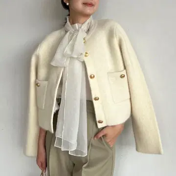 라쿤 블렌드 노카라 니트 자켓