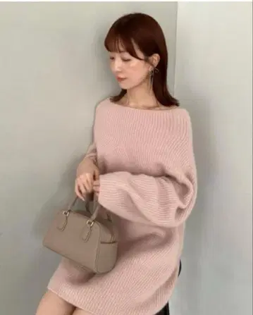 SNIDEL 핑크 원피스 라쿤 미니 니트 원피스 여성용