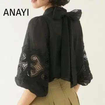 [ANAYI] 시어 블라우스 38 리본 자수