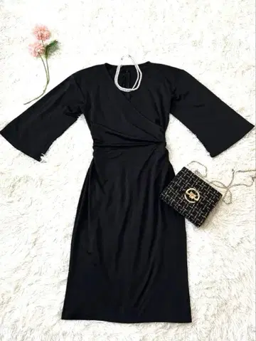 24.Otto 블랙 랩 드레스 긴팔 무릎 기장