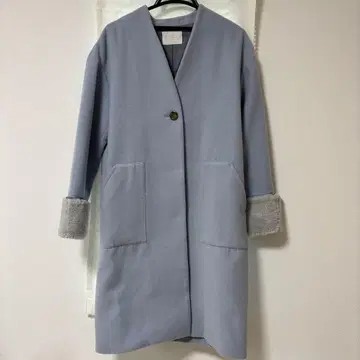Discoat 라이트 블루 노카라 코트 M