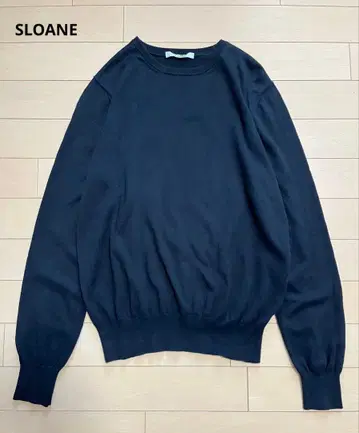 SLOANE 스 14G 코튼 천축 크루넥 니트 블랙