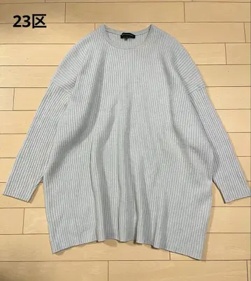 새상품급 / 23구 울 캐시미어 크루넥 리브 와이드 니트