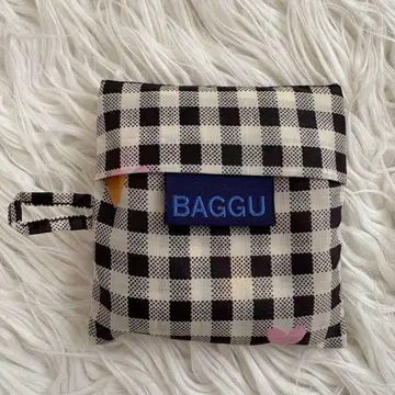 USED 바구 에코백 BAGGU BABY 깅엄 체크 하트