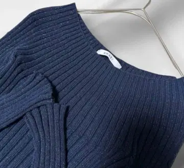 ANAYI 리브 니트 라메 믹스 네이비