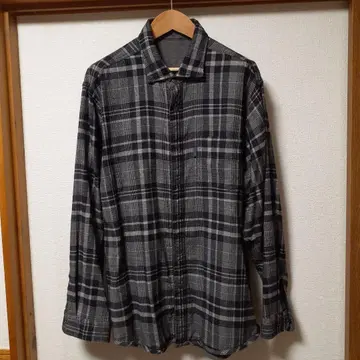 Crocodile 체크 무늬 긴팔 셔츠 리버서블