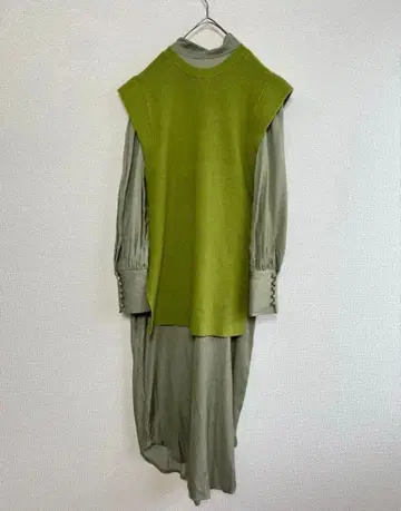 AMERI 니트 레이어드 롱 원피스