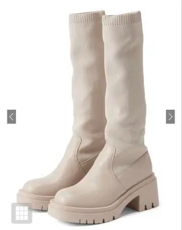 베이지 화이트 롱 부츠 니하이 부츠 화이트