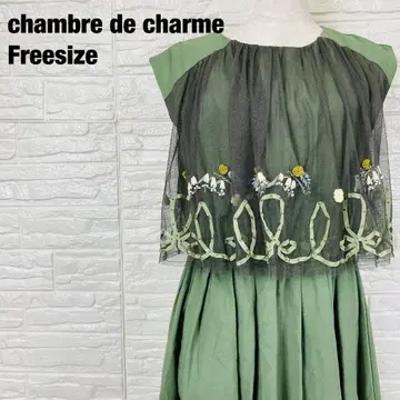 chambre de charme 꽃무늬 자수 슬리브리스 원피스 1166