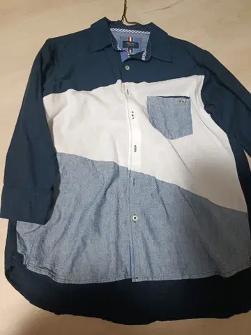 빔스 하트 절개 패턴 셔츠 M 사이즈 5부 소매