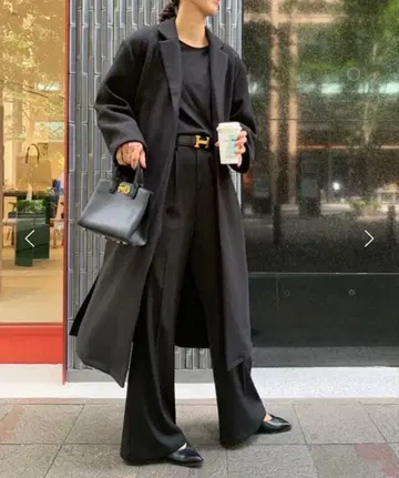 [ 새상품급 ] junoah 롱 가운 슬릿 코트 블랙