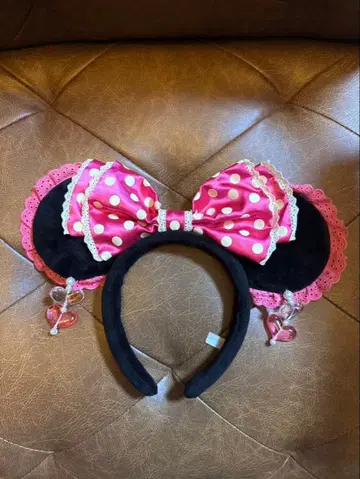 미니 마우스 디즈니 미니 머리띠 핑크 도트 물방울 패턴