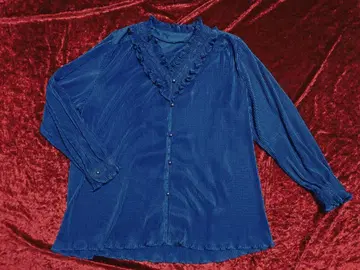 빈티지 플리츠 레이스 프릴 셔츠 빅토리아