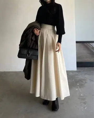 하이웨스트 볼륨 스커트 IVORY