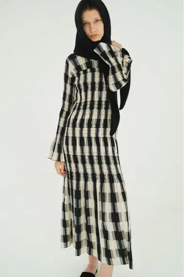 CLANE SHIRRING LONG ONEPIECE