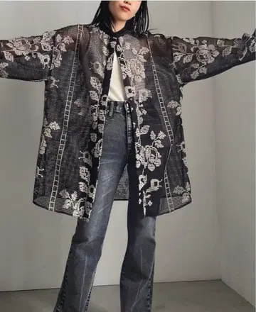 amerivintage 자수 시어 셔츠 크로스 스티치 가디건