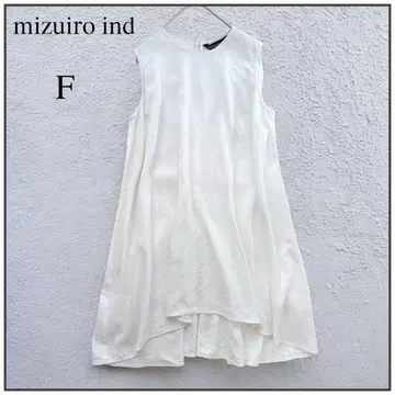 미즈이로 인드 슬리브리스 플레어 튜닉 레이스 린넨 코튼 화이트