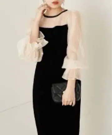 SALON by Chico 타이트 드레스 블랙 크림