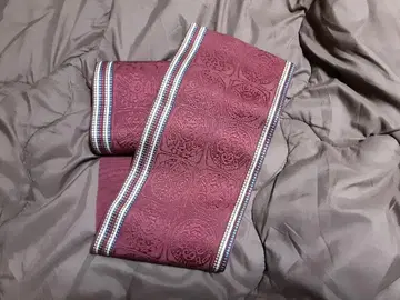 와인 레드 반폭 오비 엠보싱 가공