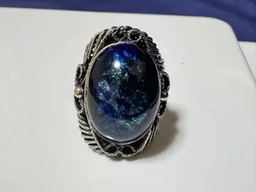 파랑 검정 오팔 반지