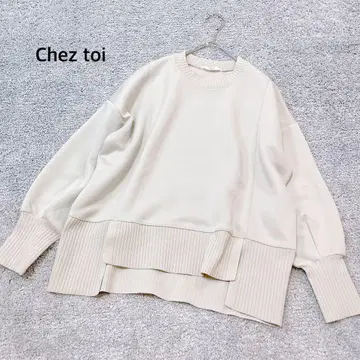 [ Chez toi ] 경량 본딩 리브 절개 풀오버 맨투맨