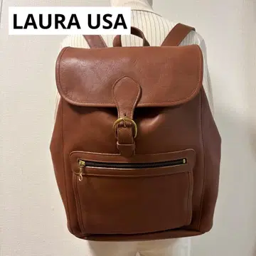 새상품급 LAURA USA 두꺼운 가죽 럭색 카프 스킨 브라운