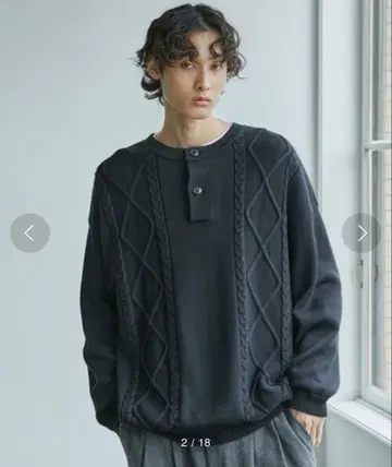 PUBLIC TOKYO 빅토리 울 헨리넥 니트