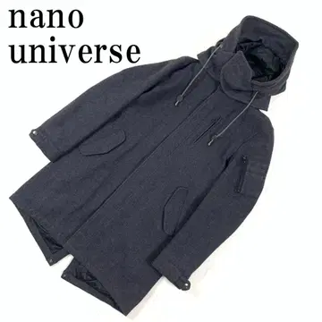 LA8531 나노 유니버스 후드 부착 코트 그레이 울 폴리에스테르 M